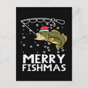 Merry Fishmas Fish Fishing Xmas  Holiday Postcard