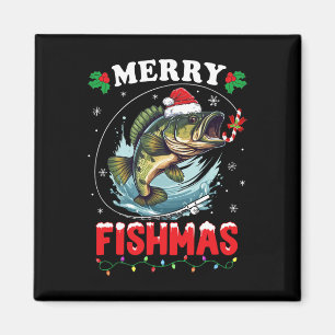 Merry Fishmas Fish Funny Fishing Christmas Dad Men Magnet