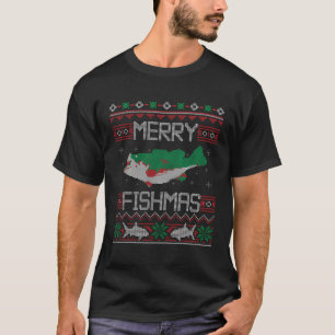 Merry Fishmas Fishing Dad Fish Angler Ugly Christm T-Shirt