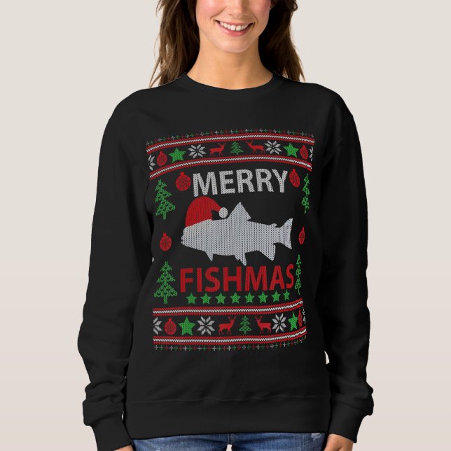 Merry Fishmas Fishing Ugly Christmas Sweater (Front)
