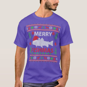 Merry Fishmas Fishing Ugly Christmas Sweater T-Shi
