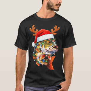 Merry Fishmas Funny B Fishing Christmas Santa Hat  T-Shirt