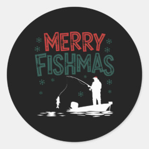 Merry Fishmas Funny Christmas Fisherman Holiday Fi Classic Round Sticker
