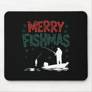 Merry Fishmas Funny Christmas Fisherman Holiday Fi Mouse Pad
