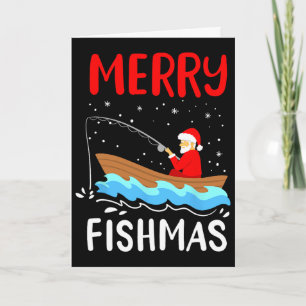 Merry Fishmas Funny Christmas Santa Claus Fishing Card