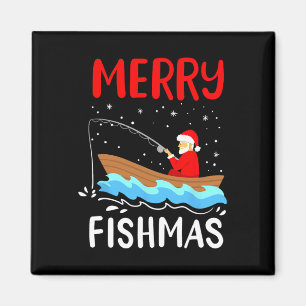 Merry Fishmas Funny Christmas Santa Claus Fishing Magnet