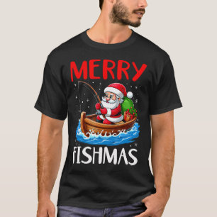 Merry Fishmas Funny Christmas Santa Claus Fishing T-Shirt