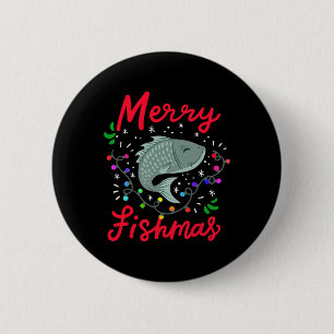 Merry Fishmas Funny Christmas Tree Lights Fish Fis 6 Cm Round Badge