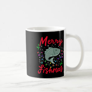 Merry Fishmas Funny Christmas Tree Lights Fish Fis Coffee Mug