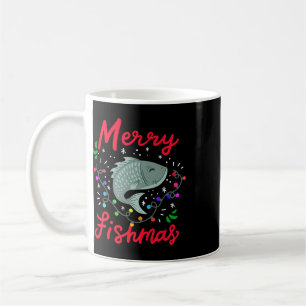 Merry Fishmas Funny Christmas Tree Lights Fish Fis Coffee Mug
