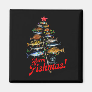 Merry Fishmas Funny Christmas Tree Lights Fish Fis Magnet