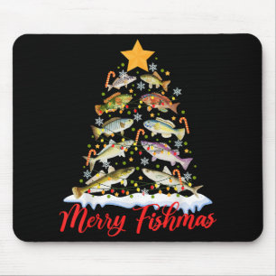 Merry Fishmas Funny Christmas Tree Lights Fish Fis Mouse Pad