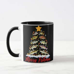 Merry Fishmas Funny Christmas Tree Lights Fish Fis Mug