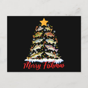 Merry Fishmas Funny Christmas Tree Lights Fish Fis Postcard