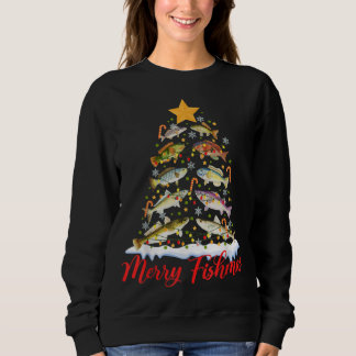 Merry Fishmas Funny Christmas Tree Lights Fish Fis Sweatshirt