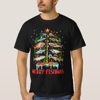 Merry Fishmas Funny Christmas Tree Lights Fish  T-Shirt