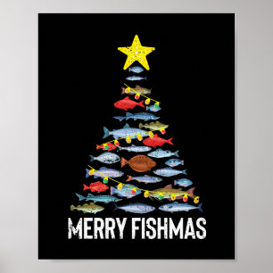 Merry Fishmas Funny Fish Christmas Fishing Xmas Poster