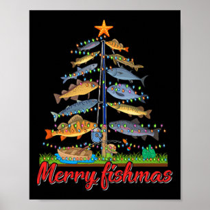 Merry Fishmas Funny Fish Fishing Fisherman Christm Poster