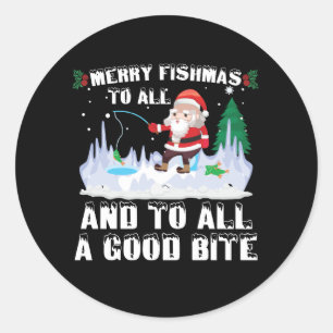 Merry Fishmas Funny Fish Fishing Fisherman Xmas Classic Round Sticker