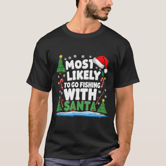 Merry Fishmas Funny Fish Santa Bigfoot Christmas F T-Shirt (Front)