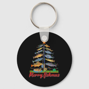 Merry Fishmas Funny Fisher Christmas Tree Fishing  Key Ring