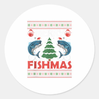 Merry Fishmas Funny Fishing Christmas Classic Round Sticker