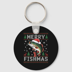 Merry Fishmas Funny Fishing Christmas  Key Ring