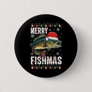 Merry Fishmas Funny Fishing Christmas Pajama Fishe 6 Cm Round Badge