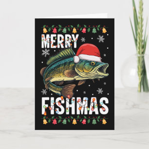 Merry Fishmas Funny Fishing Christmas Pajama Fishe Card