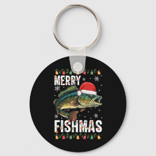 Merry Fishmas Funny Fishing Christmas Pajama Fishe Key Ring