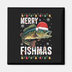 Merry Fishmas Funny Fishing Christmas Pajama Fishe Magnet
