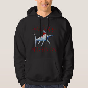 Merry Fishmas Marlin Santa Hat Christmas Hoodie