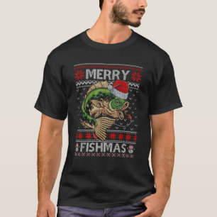 Merry Fishmas Santa Bass Fishing Ugly Christmas Sw T-Shirt