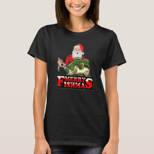 Merry Fishmas Santa Claus Fishing Fisherman Christ T-Shirt