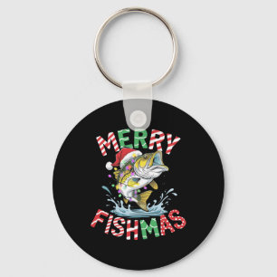 Merry Fishmas Santa Fishing Funny Fisherman Christ Key Ring