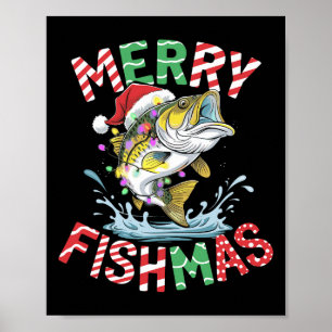 Merry Fishmas Santa Fishing Funny Fisherman Christ Poster