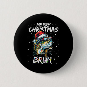 Merry Fishmas Santa Fishing Lovers Funny Fisherman 6 Cm Round Badge