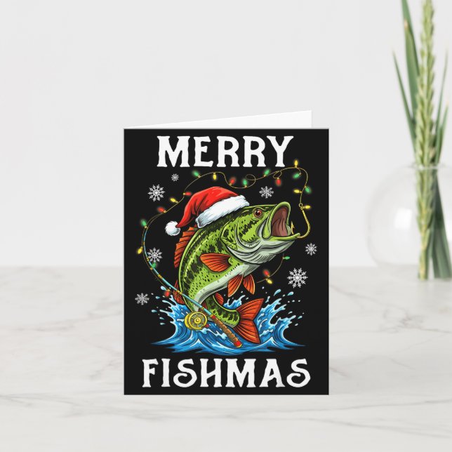 Merry Fishmas Santa Fishing Lovers Funny Fisherman Card (Front)
