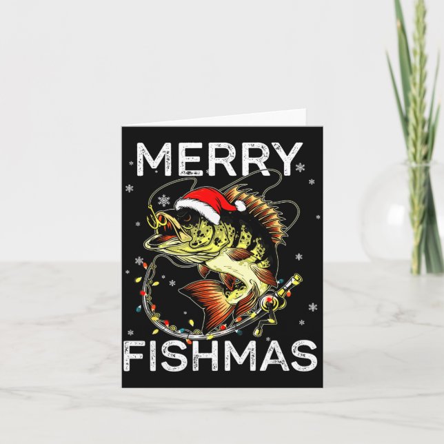 Merry Fishmas Santa Fishing Lovers Funny Fisherman Card (Front)