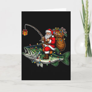 Merry Fishmas Santa Fishing Lovers Funny Fisherman Card