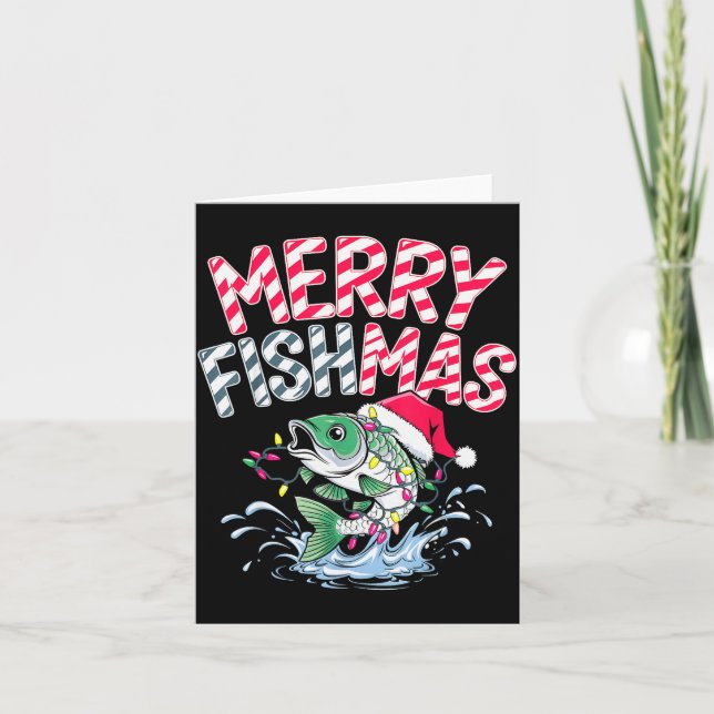 Merry Fishmas Santa Fishing Lovers Funny Fisherman Card (Front)