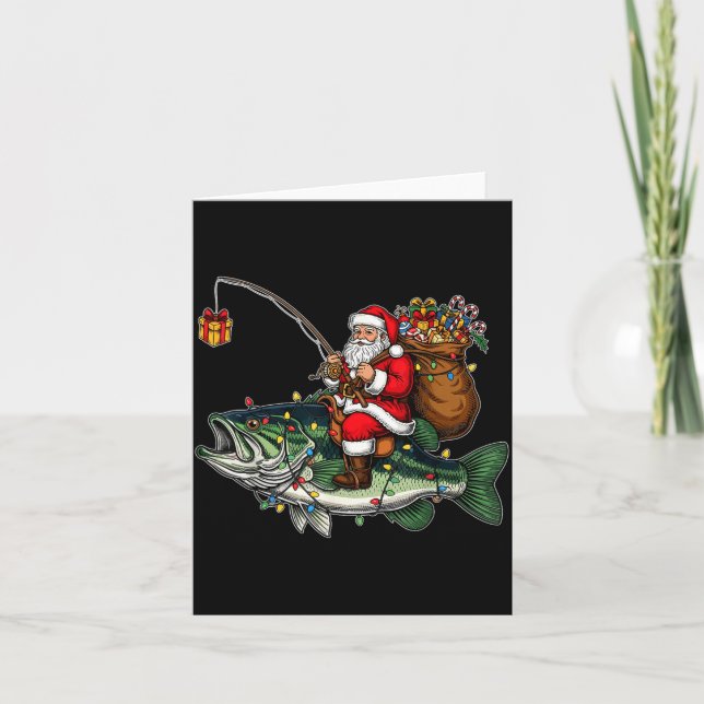 Merry Fishmas Santa Fishing Lovers Funny Fisherman Card (Front)