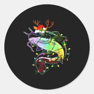 Merry Fishmas Santa Fishing Lovers Funny Fisherman Classic Round Sticker