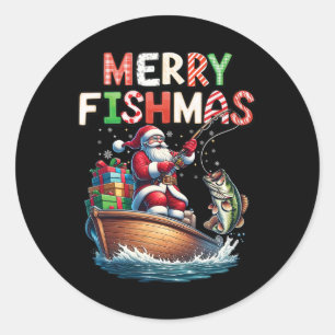 Merry Fishmas Santa Fishing Lovers Funny Fisherman Classic Round Sticker