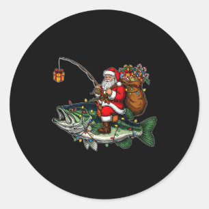 Merry Fishmas Santa Fishing Lovers Funny Fisherman Classic Round Sticker
