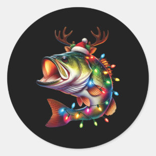 Merry Fishmas Santa Fishing Lovers Funny Fisherman Classic Round Sticker