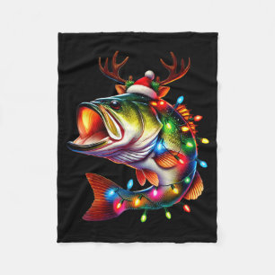 Merry Fishmas Santa Fishing Lovers Funny Fisherman Fleece Blanket