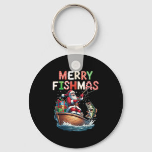 Merry Fishmas Santa Fishing Lovers Funny Fisherman Key Ring