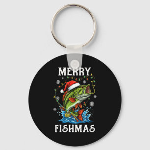 Merry Fishmas Santa Fishing Lovers Funny Fisherman Key Ring
