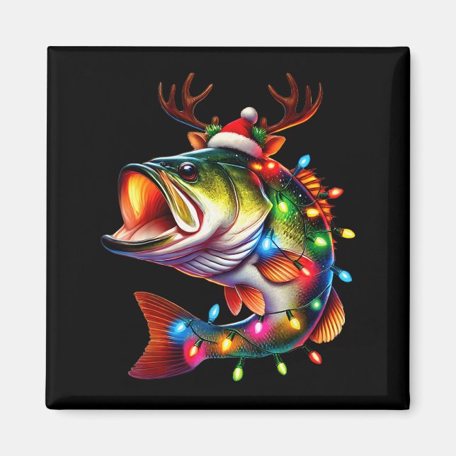 Merry Fishmas Santa Fishing Lovers Funny Fisherman Magnet (Front)